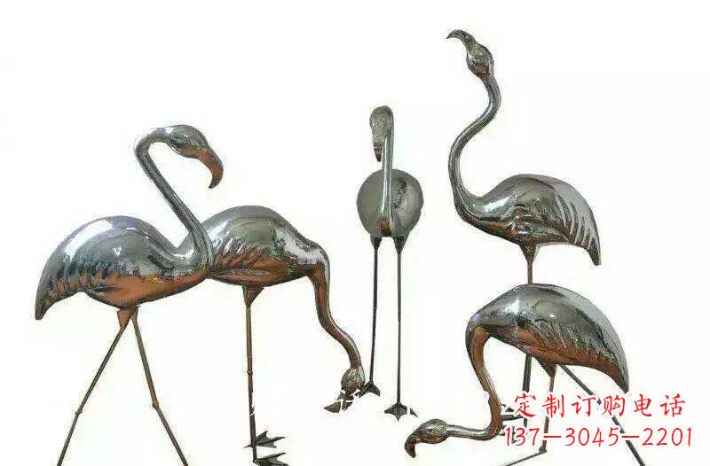 温州不锈钢公园动物火烈鸟雕塑