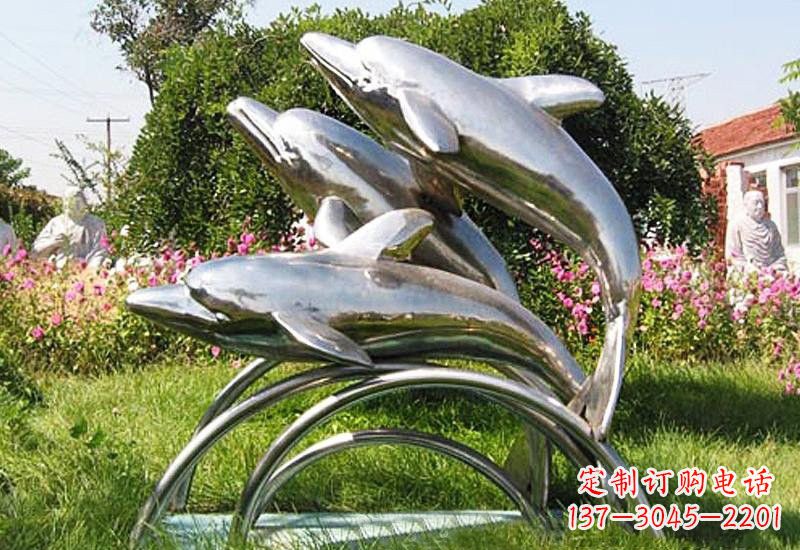 温州不锈钢海豚雕塑——点亮公园的精灵