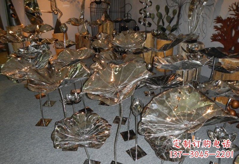 温州不锈钢公园锻造荷花荷叶雕塑