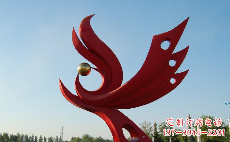 温州不锈钢公园凤凰雕塑 (2)