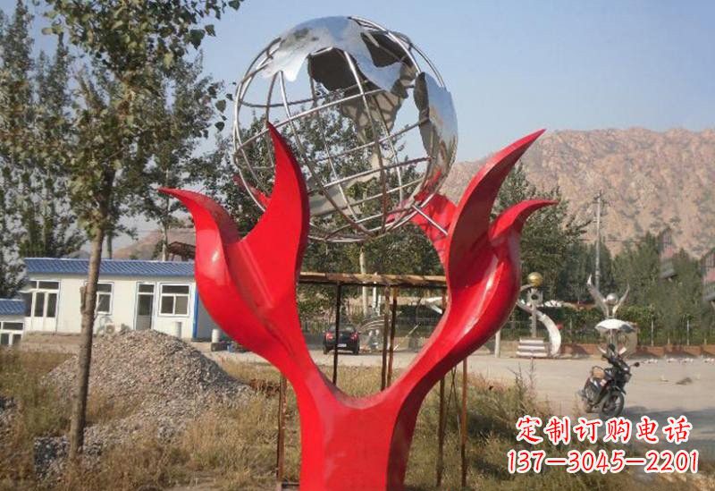 温州不锈钢公园和平鸽地球雕塑