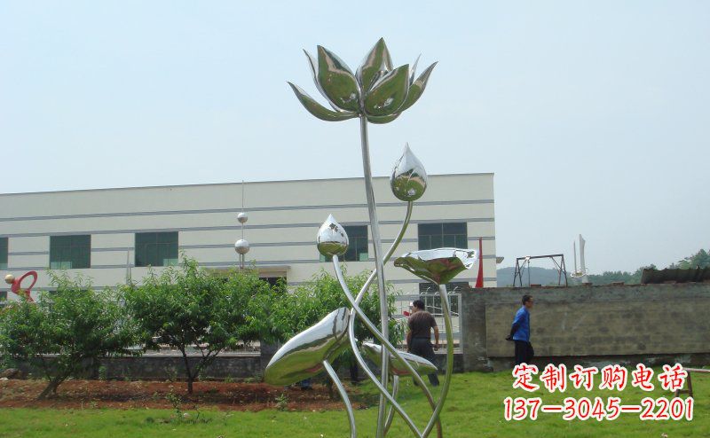 温州不锈钢公园荷花雕塑 (2)