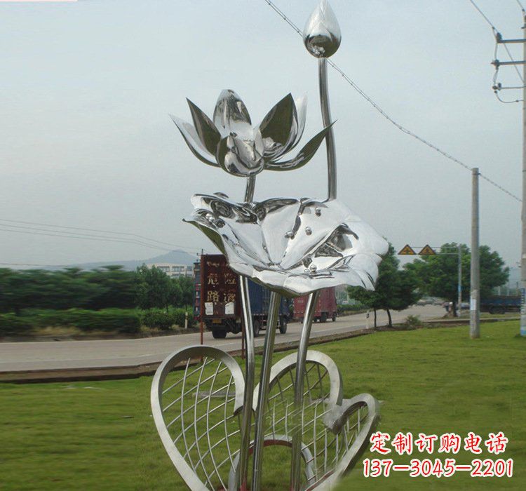 温州不锈钢公园荷花荷叶雕塑