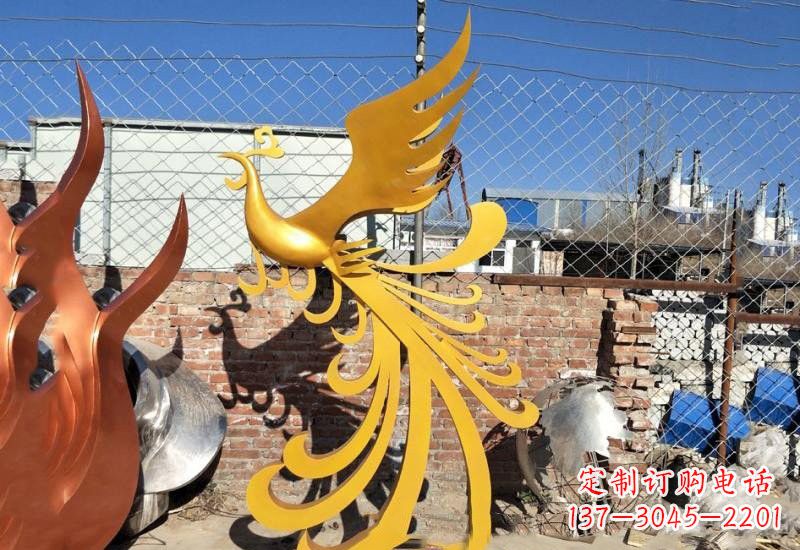 温州不锈钢公园金色凤凰雕塑