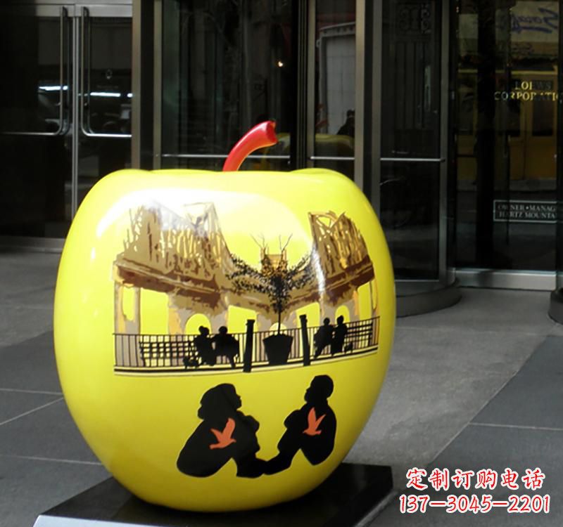 温州不锈钢公园景观苹果雕塑
