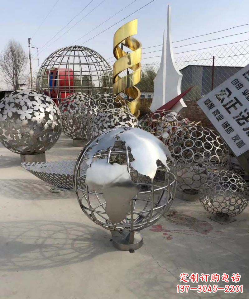 温州不锈钢公园景观地球雕塑