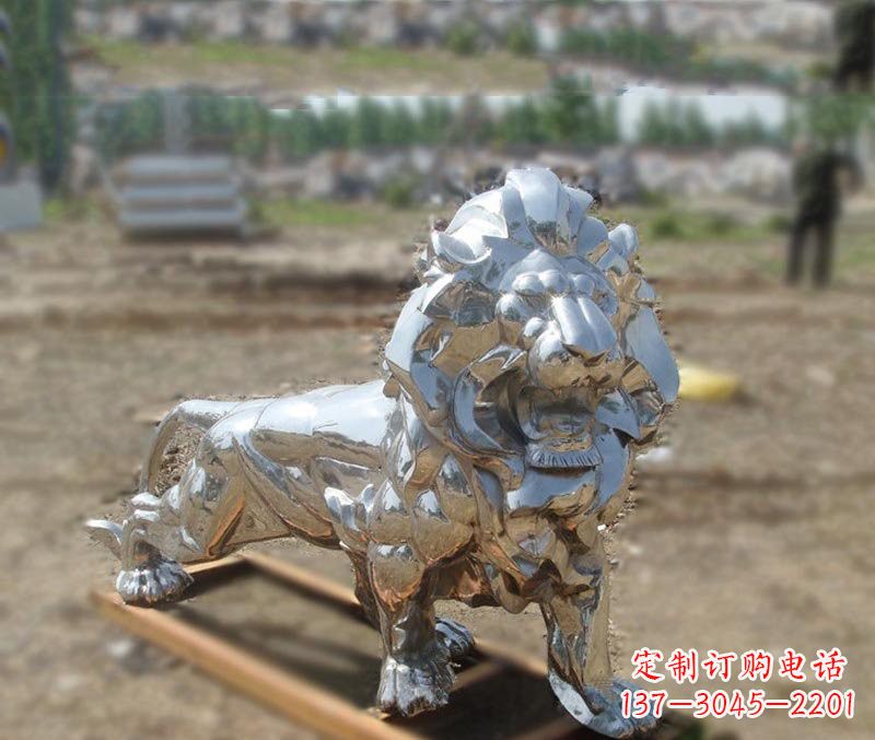 温州不锈钢公园镜面狮子雕塑