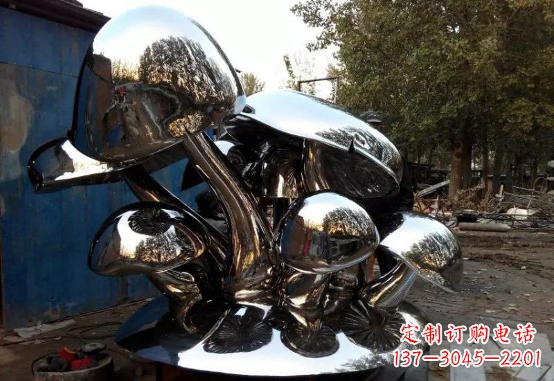 温州不锈钢公园镜面蘑菇雕塑