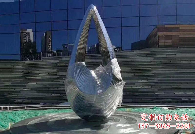 温州不锈钢公园空心水滴雕塑