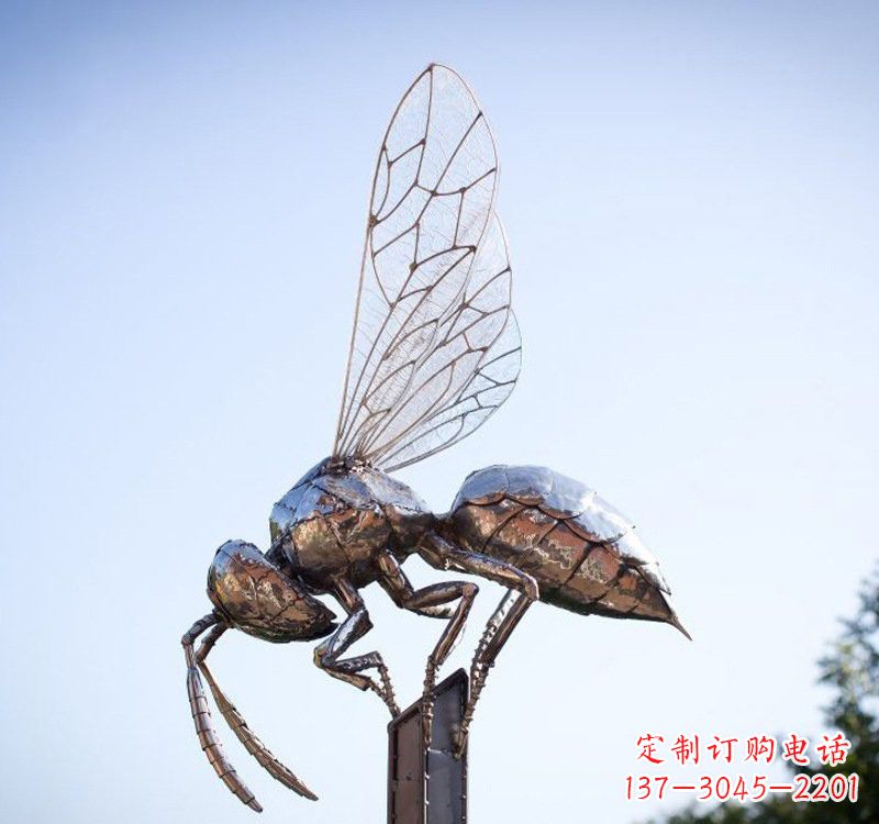 温州不锈钢公园昆虫蜜蜂雕塑