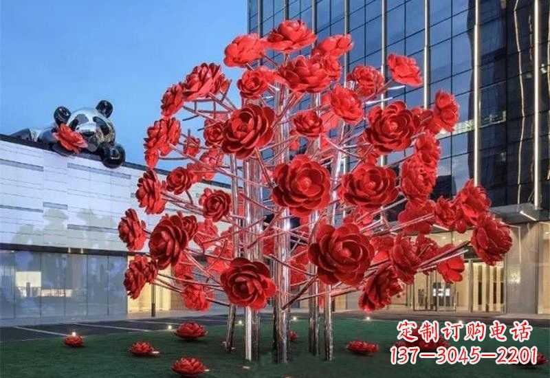 温州不锈钢公园玫瑰花树雕塑
