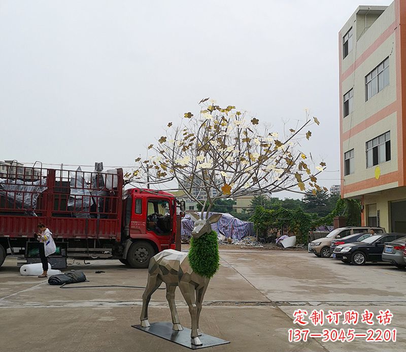 温州不锈钢公园梅花鹿雕塑 (2)