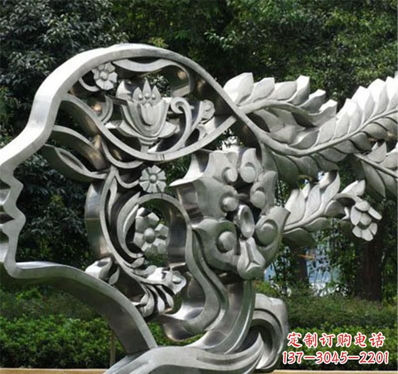 温州不锈钢公园美女头像雕塑