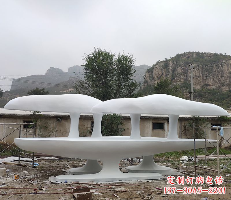温州不锈钢公园蘑菇云朵景观雕塑