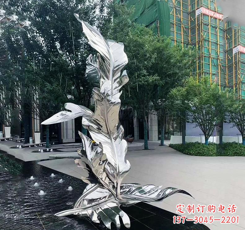 温州不锈钢公园树叶雕塑精美绝伦