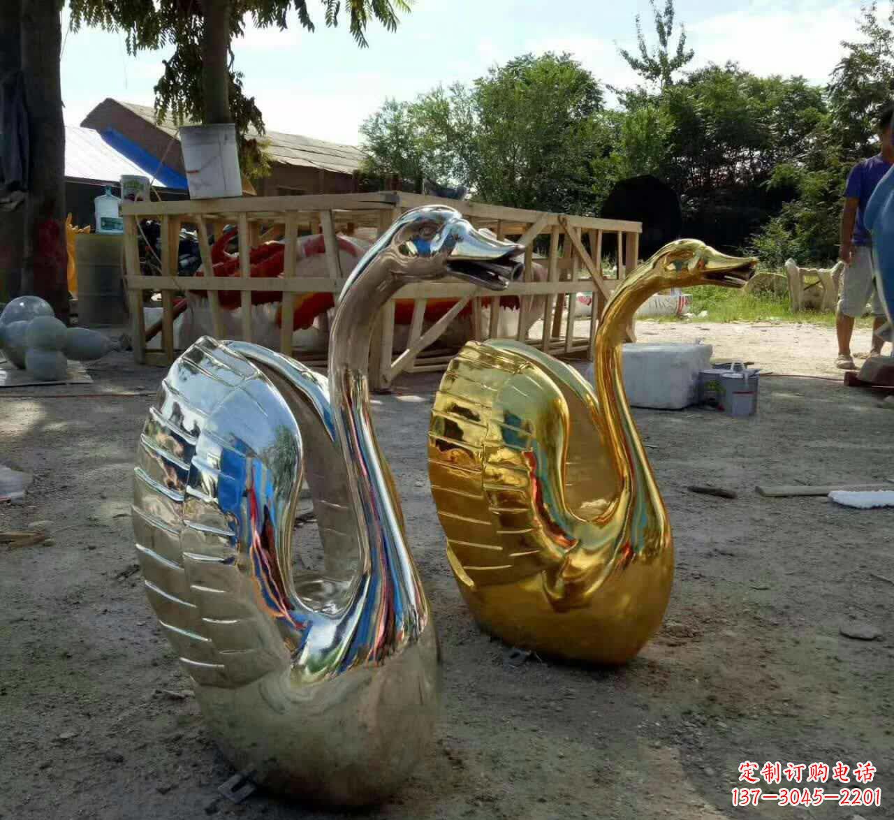 温州不锈钢公园天鹅景观雕塑
