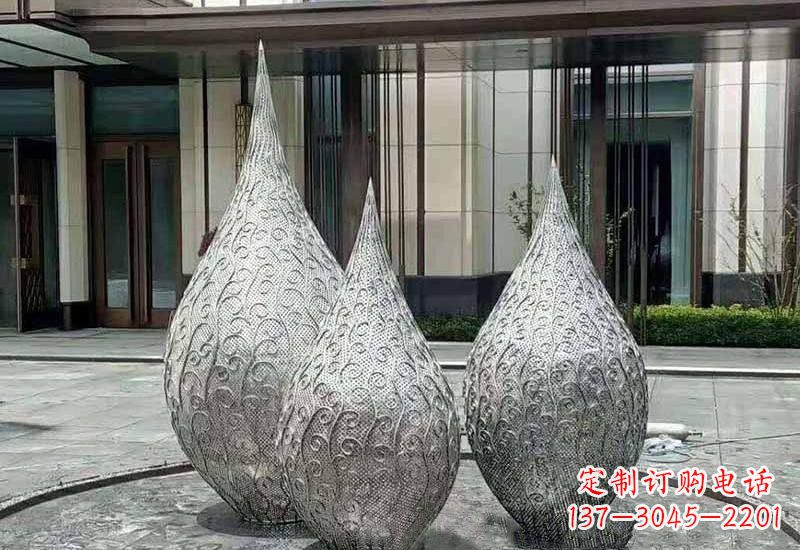 温州不锈钢公园小区镂空水滴雕塑