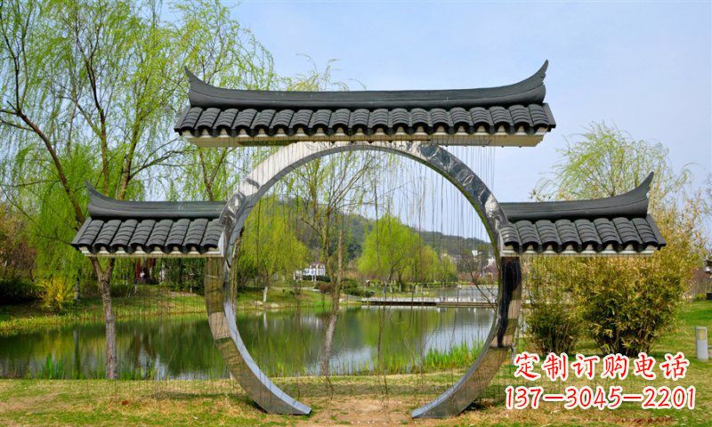 温州不锈钢公园月亮门雕塑
