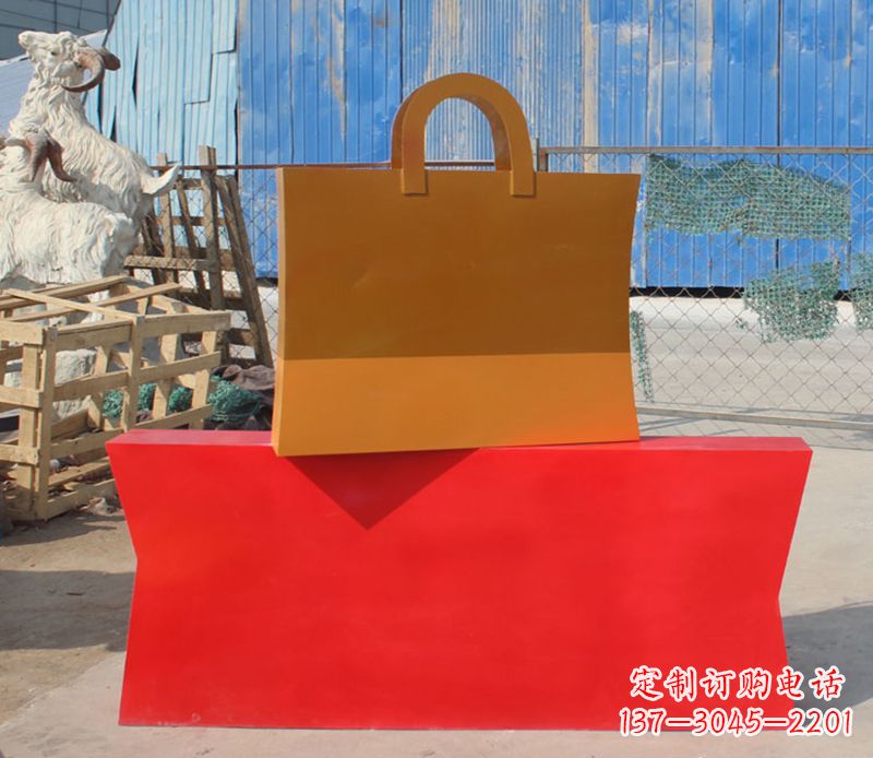 温州不锈钢购物袋雕塑 (2)