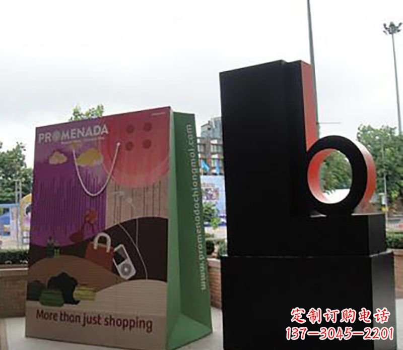 温州不锈钢购物袋公园雕塑