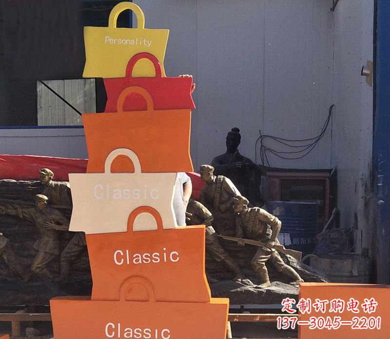温州不锈钢购物袋雕塑2