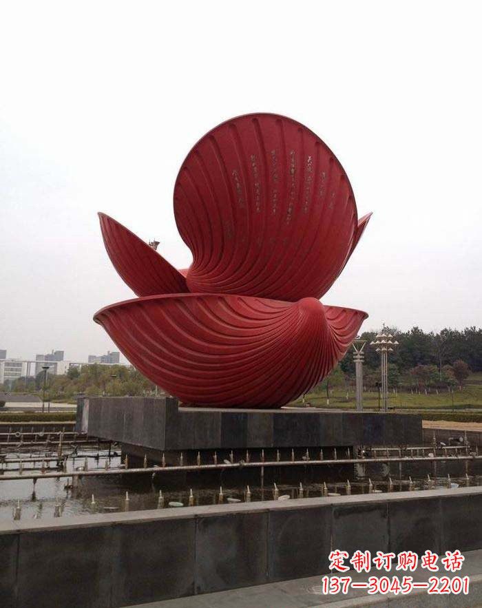 温州不锈钢广场贝壳喷泉雕塑