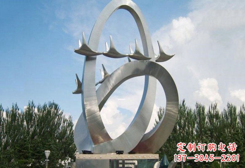 温州不锈钢广场抽象飞翔的天鹅雕塑