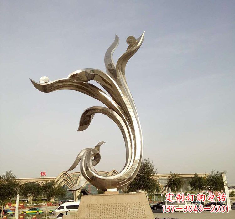 温州不锈钢广场抽象凤凰雕塑