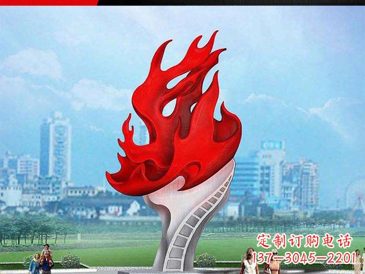 温州不锈钢广场抽象火炬雕塑设计图
