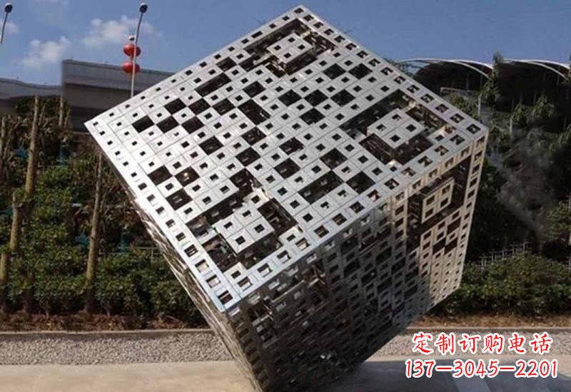 温州不锈钢广场抽象魔方雕塑