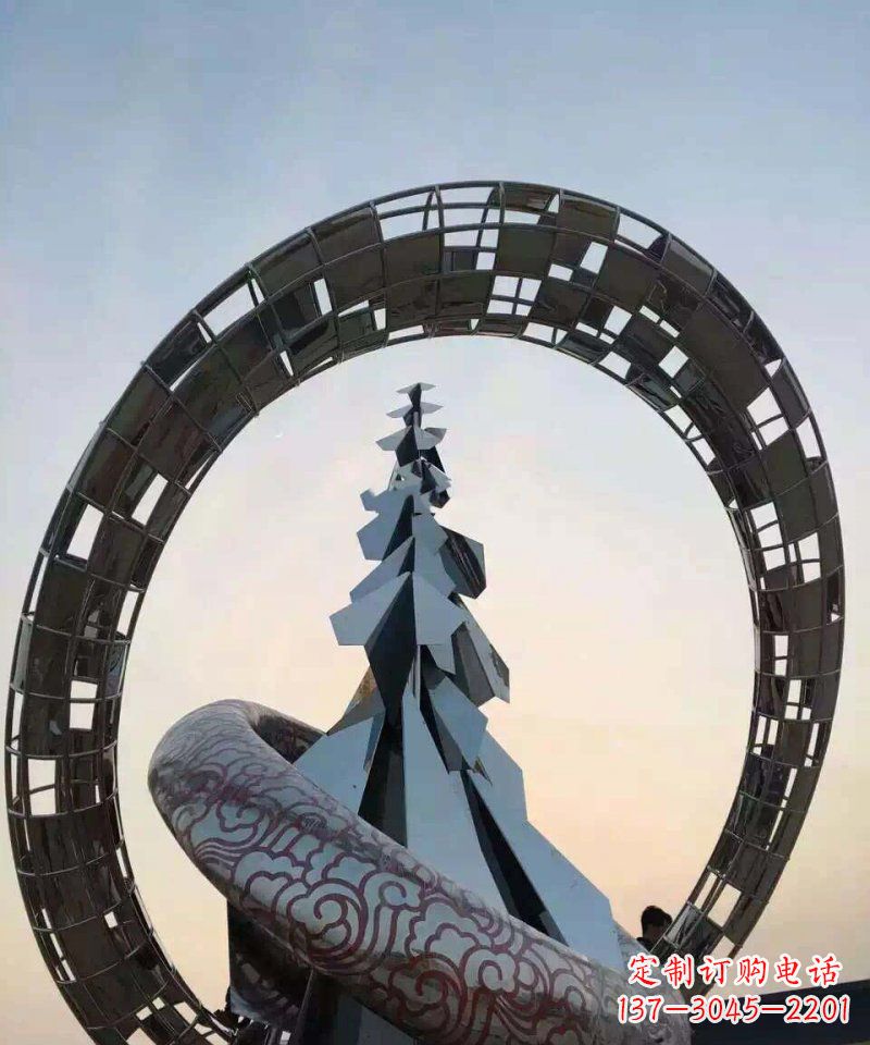 温州不锈钢松树祥云雕塑