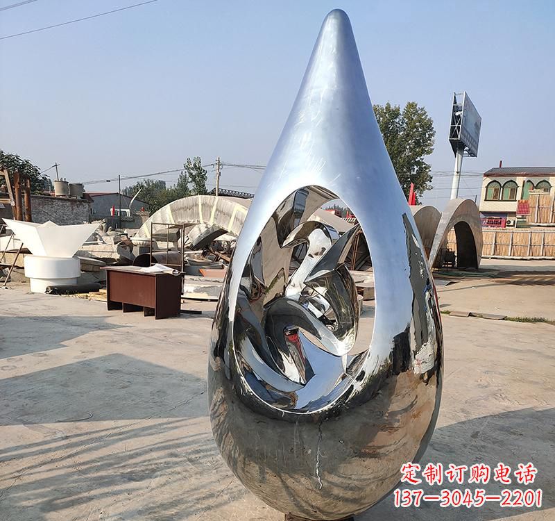 温州不锈钢大水滴雕塑一座极致简约的艺术作品