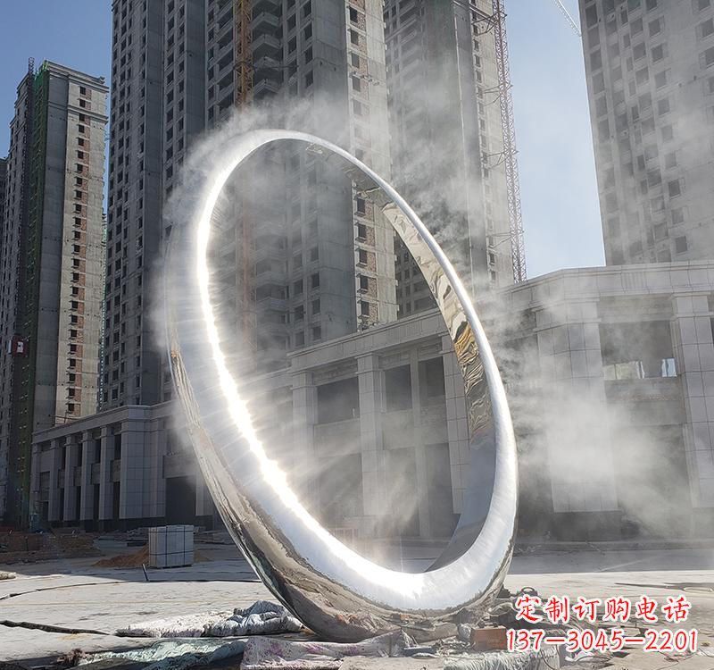 温州不锈钢广场大型圆环雕塑
