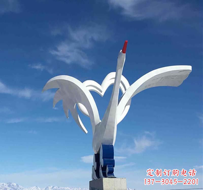 温州不锈钢广场动物仙鹤雕塑