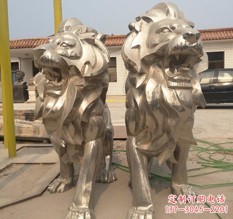 温州不锈钢广场动物狮子雕塑