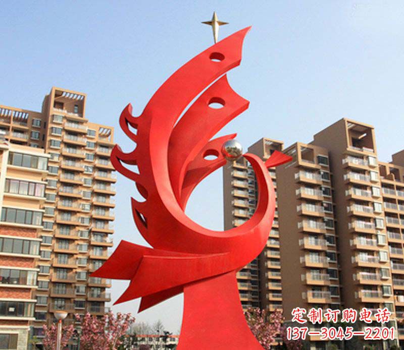 温州凤凰雕塑不锈钢广场的精美景观