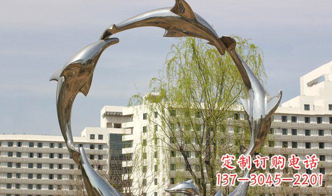温州不锈钢广场海豚雕塑