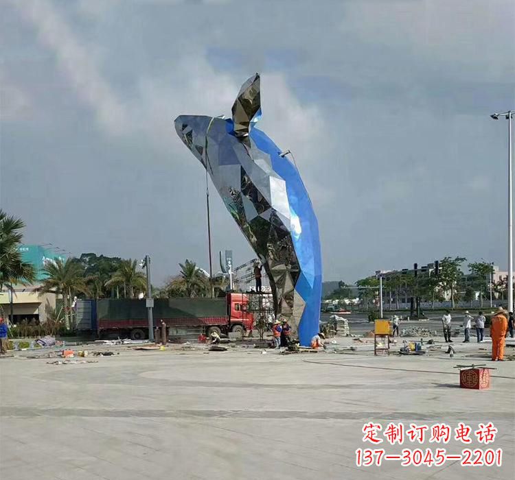 温州不锈钢广场鲸鱼海洋动物雕塑