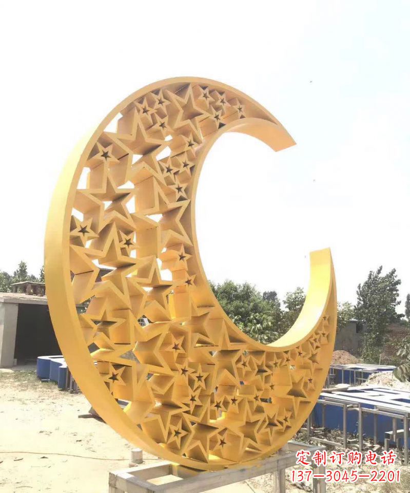 温州不锈钢广场景观五星月亮雕塑1