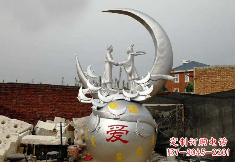 温州牛郎织女传说的不锈钢雕塑