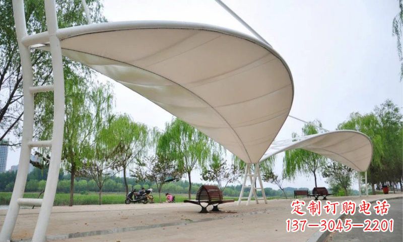 温州不锈钢树叶形遮阳棚雕塑