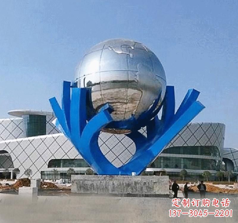 温州不锈钢广场手托地球雕塑