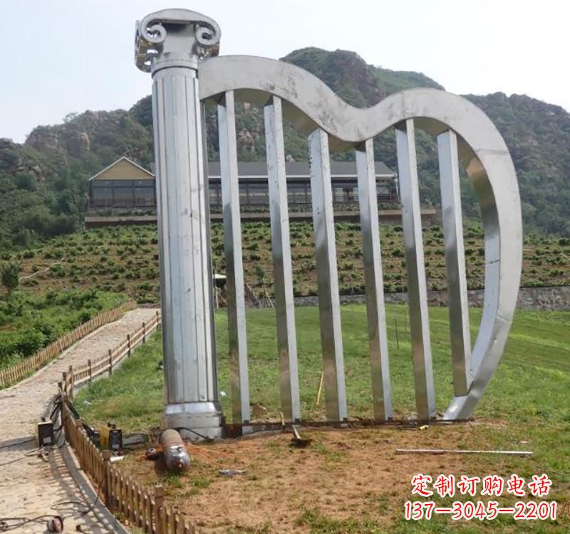 温州不锈钢广场竖琴雕塑