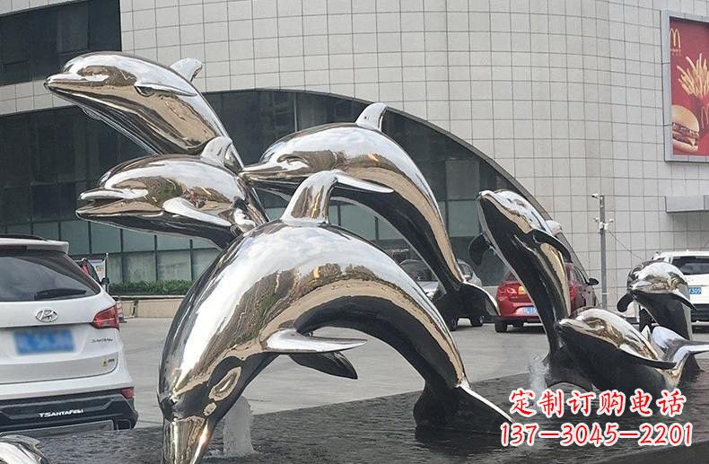温州不锈钢广场跳跃的海豚雕塑