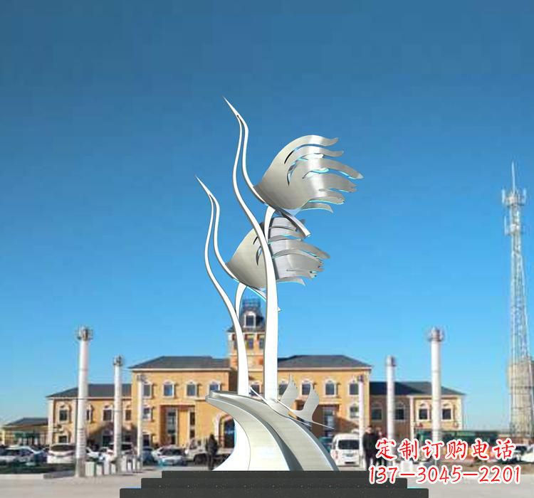 温州不锈钢广场仙鹤雕塑