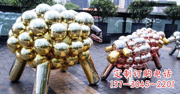 温州不锈钢广场小羊肖恩抽象动物雕塑