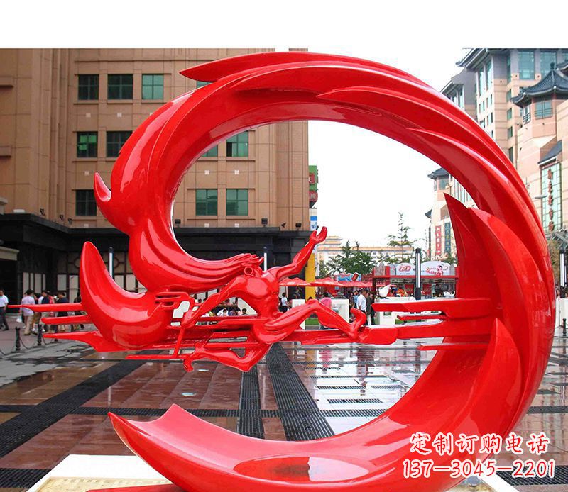 温州不锈钢广场运动抽象圆环雕塑