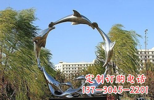 温州不锈钢海豚雕塑 (2)