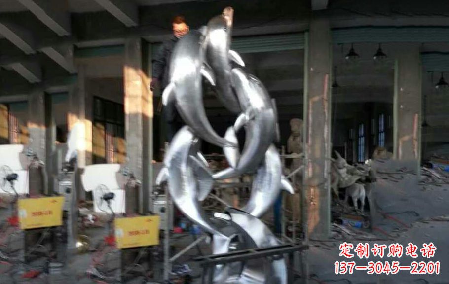 温州不锈钢海豚雕塑 (3)