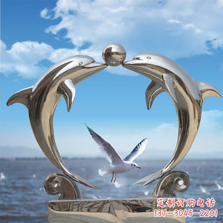 温州不锈钢海豚雕塑精美的海洋之美